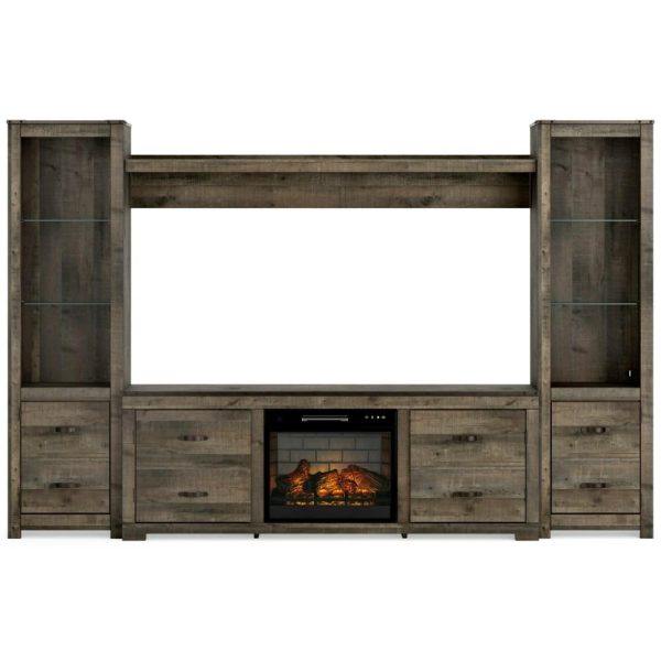 Trinell Rustic Entertainment Center With Electric Fireplace  |  Tv Stands Living Room Tv Stands