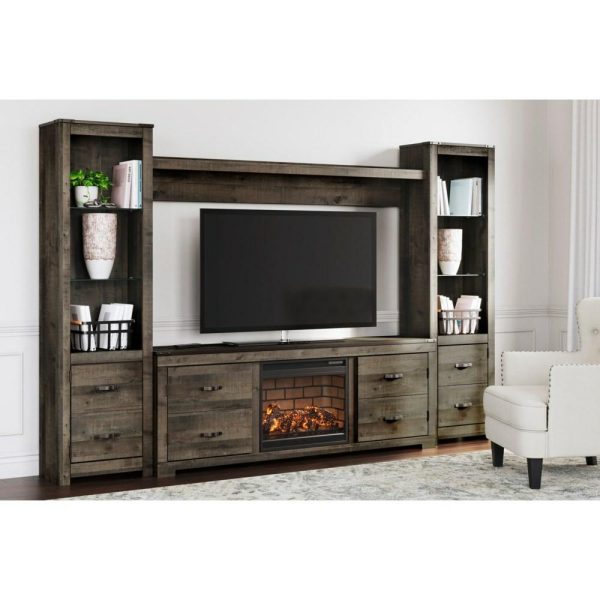 Trinell Rustic Entertainment Center With Electric Fireplace  |  Tv Stands Living Room Tv Stands