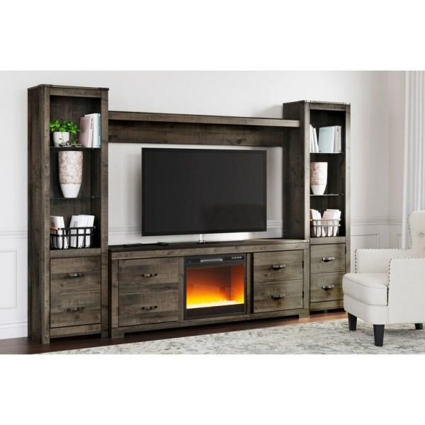 Trinell Rustic Entertainment Center With Electric Fireplace  |  Tv Stands Living Room Tv Stands