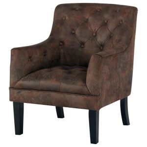 Tufted Accent Chair In Distressed Brown Faux Leather  |  Living Room Chairs Living Room Living Room Chairs