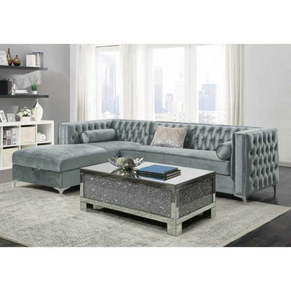 Tufted Sectional With Storage Chaise  |  Sectional Sofas Living Room Sectional Sofas