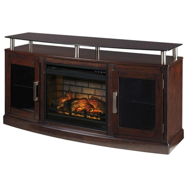 Tv Stand With Fireplace Insert & Floating Black Tempered Glass Top  |  Tv Stands Living Room Tv Stands