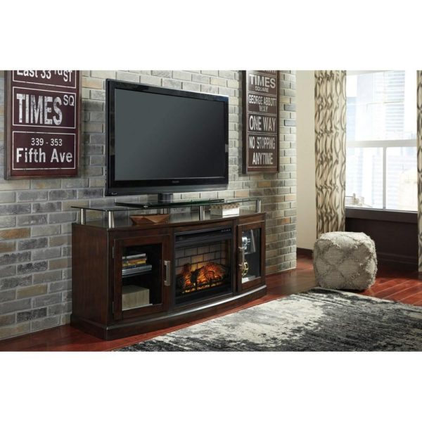 Tv Stand With Fireplace Insert & Floating Black Tempered Glass Top  |  Tv Stands Living Room Tv Stands