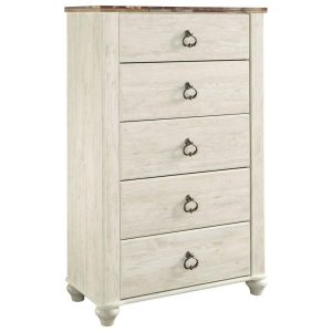 Two-Tone 5-Drawer Chest With Bun Feet  |  Chest Of Drawers Bedroom Chest Of Drawers