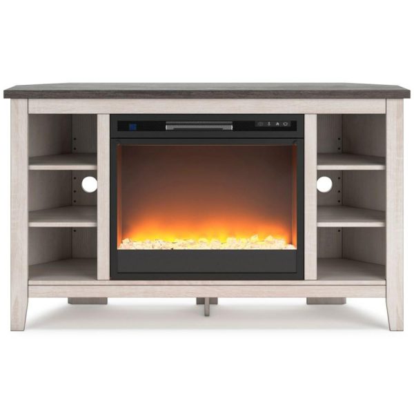 Two-Tone Corner Tv Stand With Electric Fireplace  |  Tv Stands Living Room Tv Stands