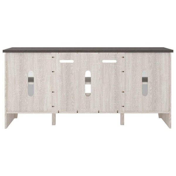 Two-Tone Large Tv Stand W/ Fireplace Insert And Glass Doors  |  Tv Stands Living Room Tv Stands