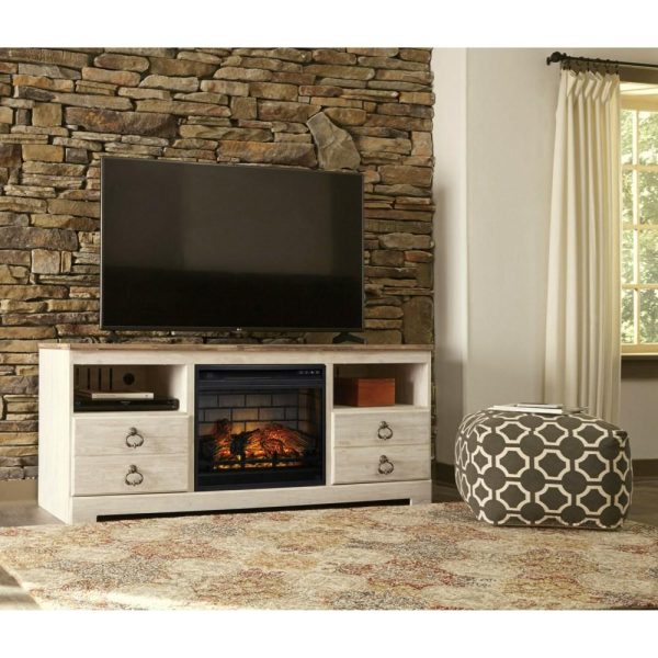 Two-Tone Large Tv Stand With Fireplace Insert  |  Tv Stands Living Room Tv Stands