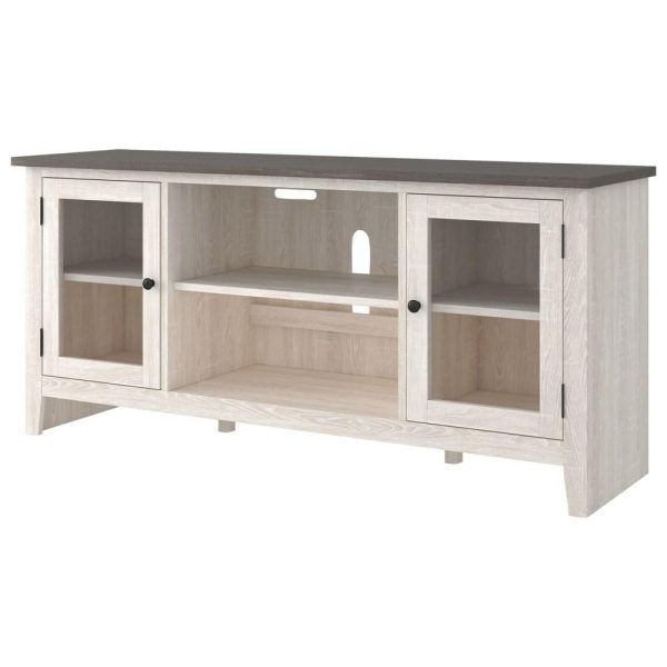 Two-Tone Large Tv Stand With Glass Doors  |  Tv Stands Living Room Tv Stands