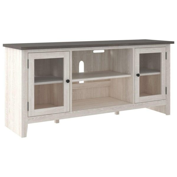 Two-Tone Large Tv Stand With Glass Doors  |  Tv Stands Living Room Tv Stands