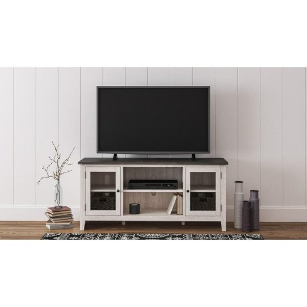 Two-Tone Large Tv Stand With Glass Doors  |  Tv Stands Living Room Tv Stands