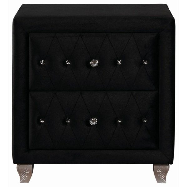 Upholstered Nightstand With Faceted Buttons  |  Nightstands Bedroom Nightstands