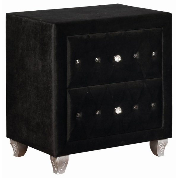 Upholstered Nightstand With Faceted Buttons  |  Nightstands Bedroom Nightstands