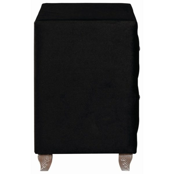 Upholstered Nightstand With Faceted Buttons  |  Nightstands Bedroom Nightstands