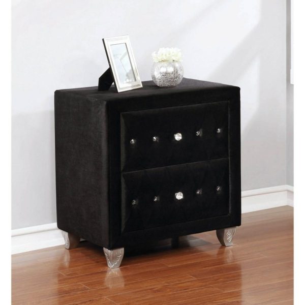 Upholstered Nightstand With Faceted Buttons  |  Nightstands Bedroom Nightstands