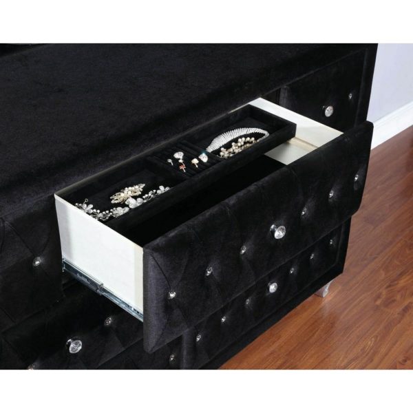 Upholstered Nightstand With Faceted Buttons  |  Nightstands Bedroom Nightstands