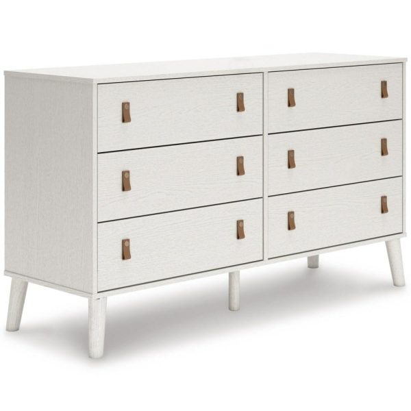 White Dresser With Faux Leather Pulls  |  Dressers Bedroom Dressers