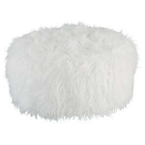 White Faux Fur Round Oversized Accent Ottoman  |  Ottomans Living Room Ottomans