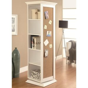 White Swivel Storage Cabinet With Cork Board  |  Accent Cabinets Accent Cabinets Accent Cabinets