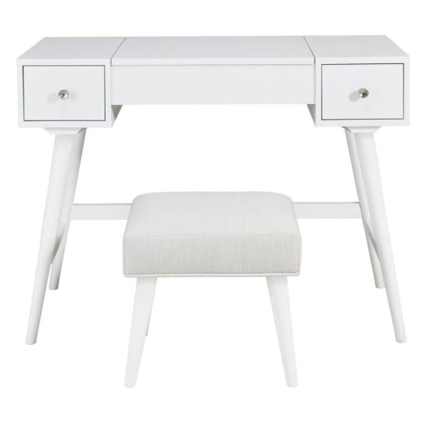 White Vanity With Stool And Flip Up Mirror  |  Makeup Vanities Bedroom Makeup Vanities