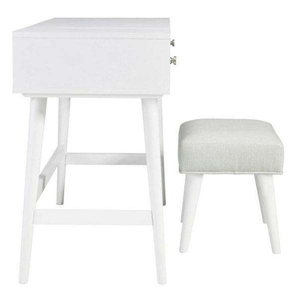 White Vanity With Stool And Flip Up Mirror  |  Makeup Vanities Bedroom Makeup Vanities