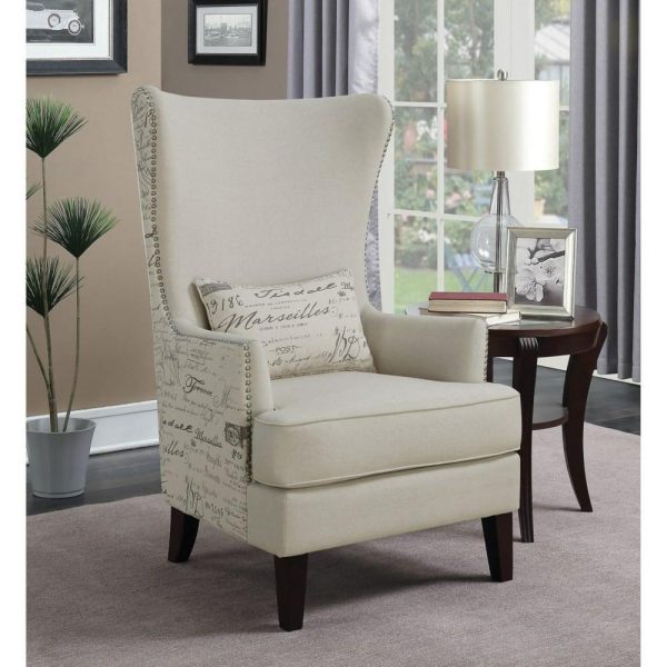 Winged Accent Chair With Script Back  |  Living Room Chairs Living Room Living Room Chairs