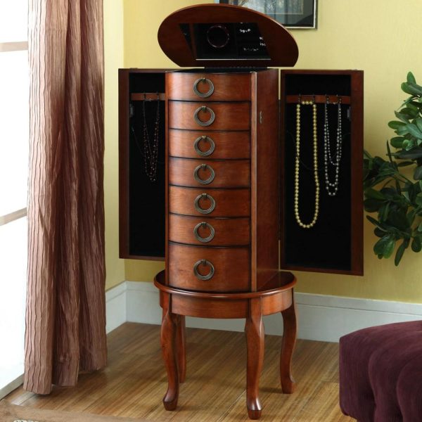 “Woodland Cherry” Jewelry Armoire With 6 Drawers  |  Jewelry Armoires Bedroom Jewelry Armoires