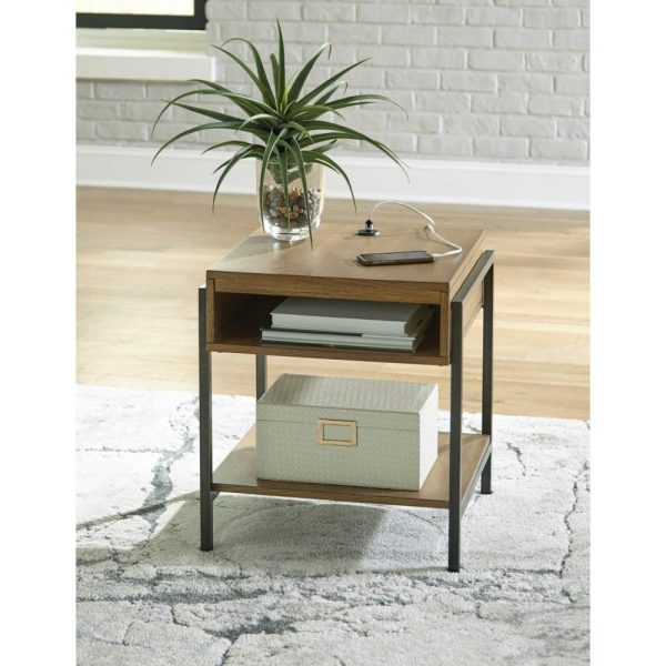 Contemporary Wood/Metal End Table With Usb Charging  |  End & Side Tables End & Side Tables End & Side Tables