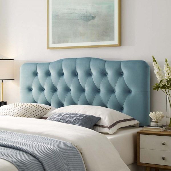 Queen Diamond Tufted Performance Velvet Headboard  |  Headboards Bedroom Headboards