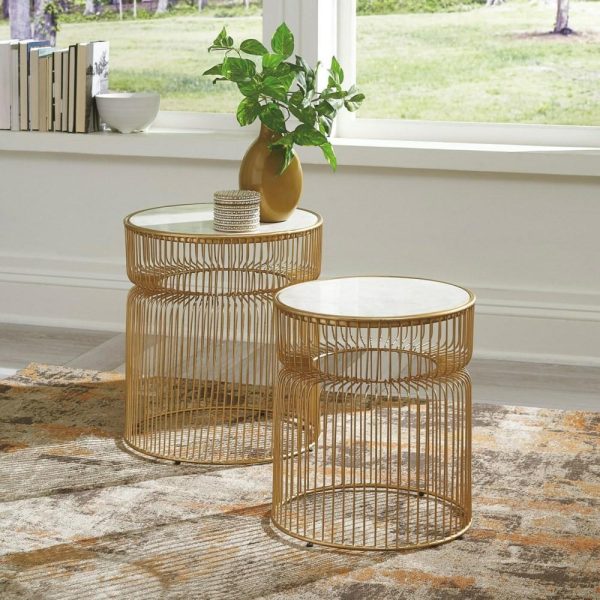 Contemporary Gold Accent Table Set  |  End & Side Tables End & Side Tables End & Side Tables