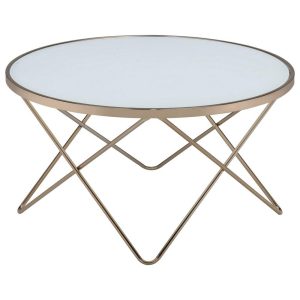 Contemporary Round Coffee Table With White Frosted Glass Top  |  Coffee Tables Coffee Tables Coffee Tables