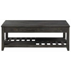 Gray Finish Lift Top Coffee Table With Slat Shelf  |  Coffee Tables Coffee Tables Coffee Tables