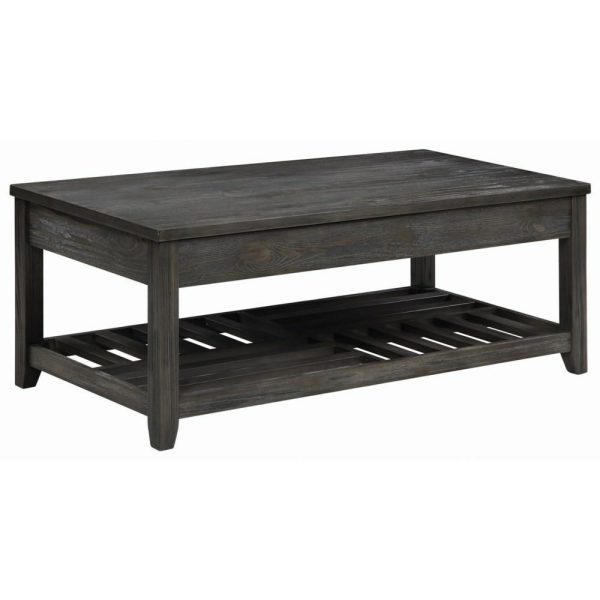 Gray Finish Lift Top Coffee Table With Slat Shelf  |  Coffee Tables Coffee Tables Coffee Tables