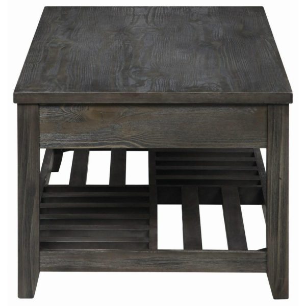 Gray Finish Lift Top Coffee Table With Slat Shelf  |  Coffee Tables Coffee Tables Coffee Tables