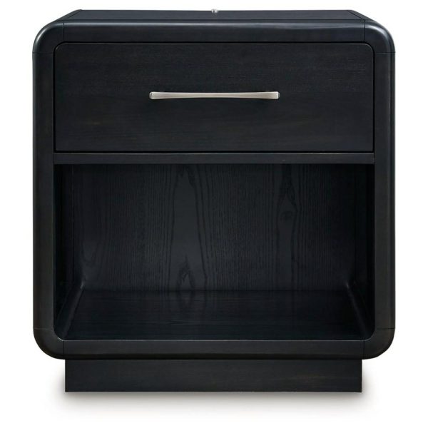 Contemporary Single Drawer Nightstand With Open Cubby  |  Nightstands Bedroom Nightstands