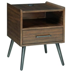 Mid-Century Modern Square End Table With Usb Ports  |  End & Side Tables End & Side Tables End & Side Tables