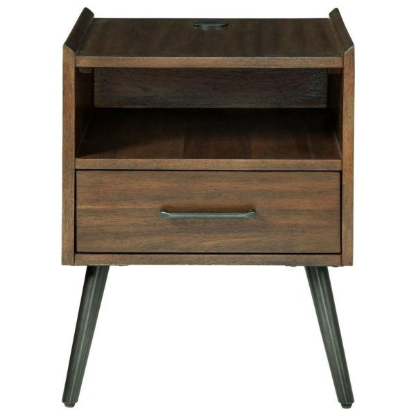 Mid-Century Modern Square End Table With Usb Ports  |  End & Side Tables End & Side Tables End & Side Tables