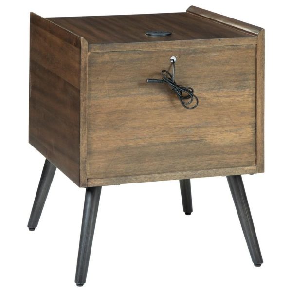 Mid-Century Modern Square End Table With Usb Ports  |  End & Side Tables End & Side Tables End & Side Tables