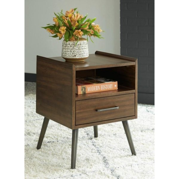 Mid-Century Modern Square End Table With Usb Ports  |  End & Side Tables End & Side Tables End & Side Tables