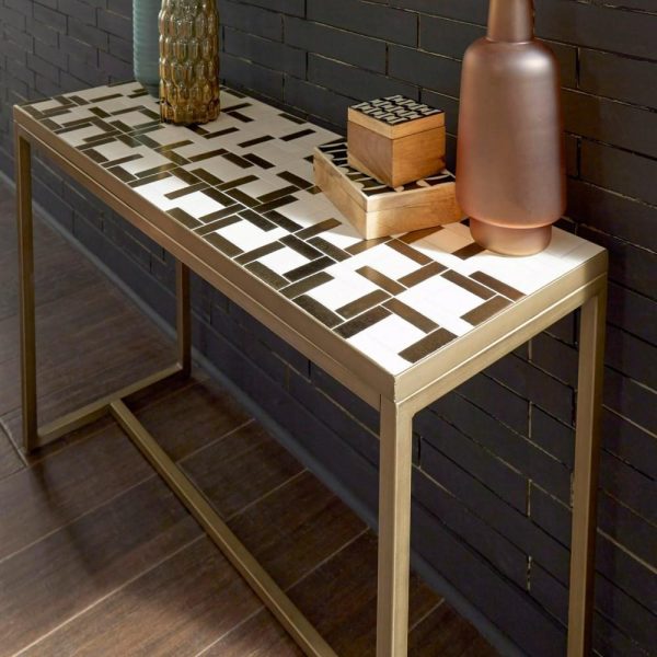 Contemporary Mosaic Tile Console Table  |  Sofa Tables Living Room Sofa Tables