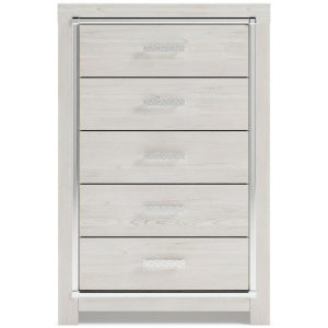 Glam 5-Drawer Chest With Chrome Finish Accents  |  Chest Of Drawers Bedroom Chest Of Drawers