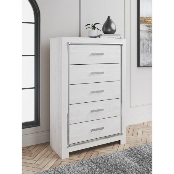 Glam 5-Drawer Chest With Chrome Finish Accents  |  Chest Of Drawers Bedroom Chest Of Drawers