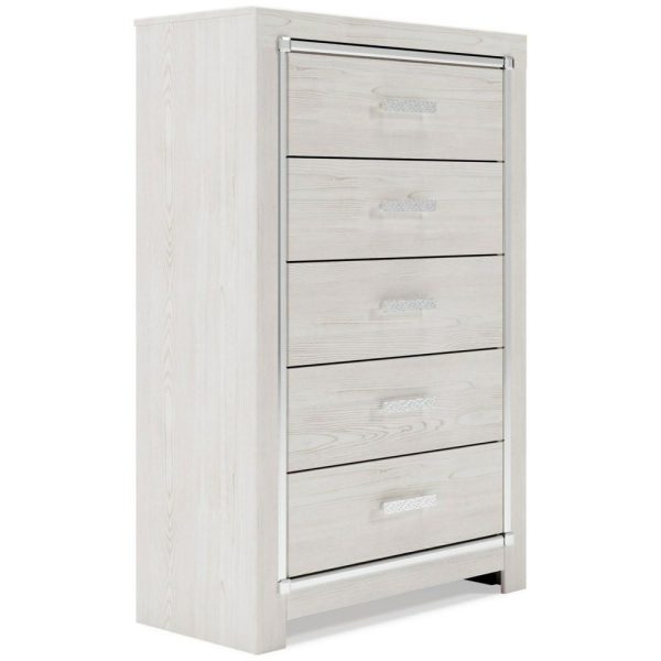 Glam 5-Drawer Chest With Chrome Finish Accents  |  Chest Of Drawers Bedroom Chest Of Drawers