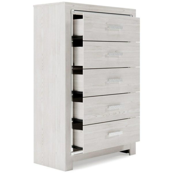 Glam 5-Drawer Chest With Chrome Finish Accents  |  Chest Of Drawers Bedroom Chest Of Drawers