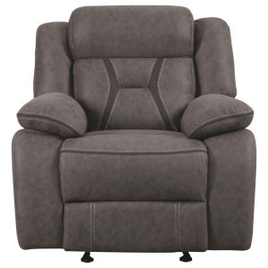 Casual  Pillow-Padded Glider Recliner With Contrast Stitching  |  Recliners Living Room Recliners