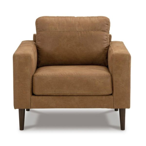 Chair In Caramel Faux Leather  |  Living Room Chairs Living Room Living Room Chairs