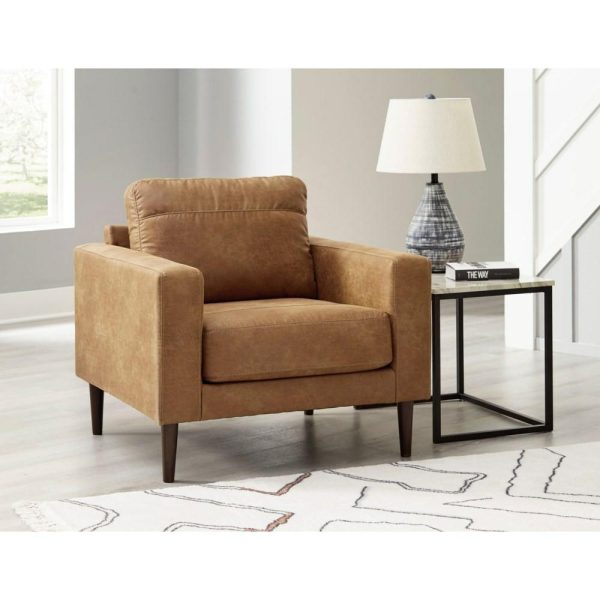 Chair In Caramel Faux Leather  |  Living Room Chairs Living Room Living Room Chairs