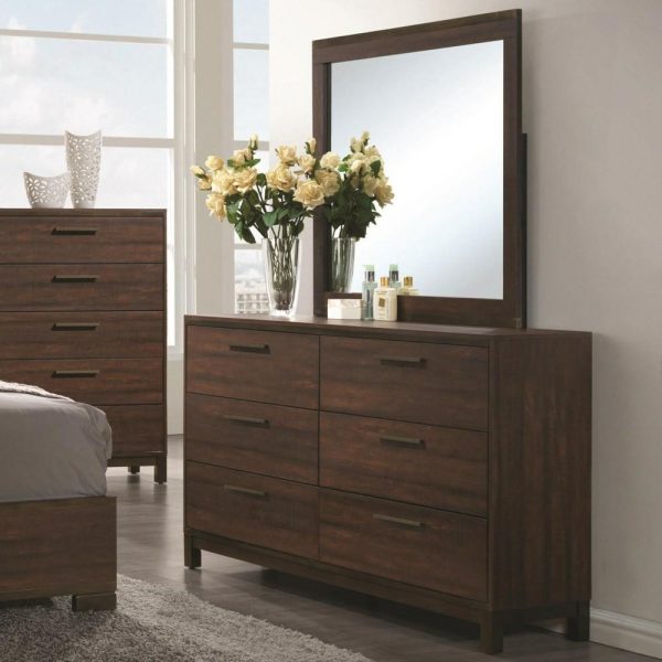 Dresser With Six Dovetail Drawers And Mirror  |  Mirrored Dressers Bedroom Mirrored Dressers