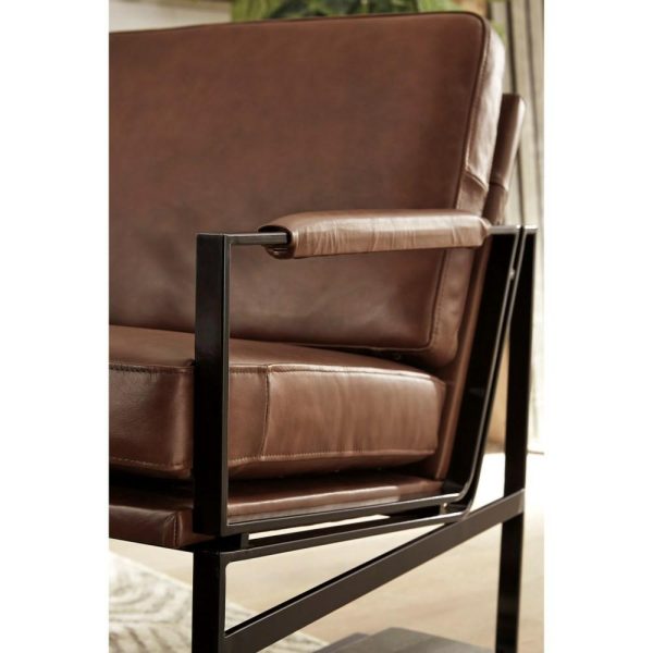 Brown Leather Accent Chair With Metal Frame  |  Living Room Chairs Living Room Living Room Chairs