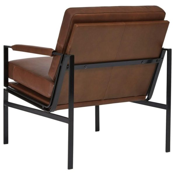 Brown Leather Accent Chair With Metal Frame  |  Living Room Chairs Living Room Living Room Chairs