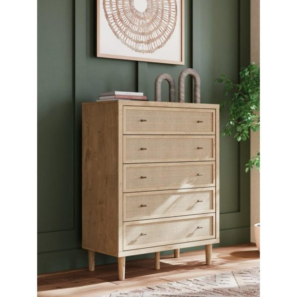 Contemporary 5-Drawer Chest With Cane Details  |  Chest Of Drawers Bedroom Chest Of Drawers